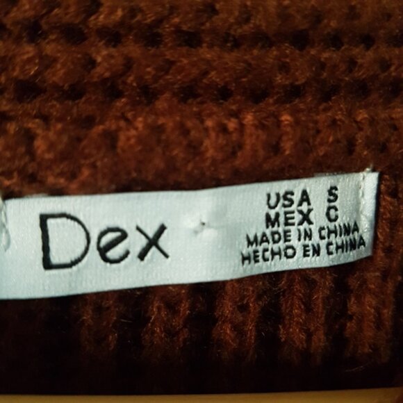 Dex Rib Knit Long Sleeve Crewneck Sweater Gold Button Detail Toffee Brown Sz S - Picture 10 of 12